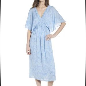 Hinge blue lake falling feathers dress (Nordstrom) XS